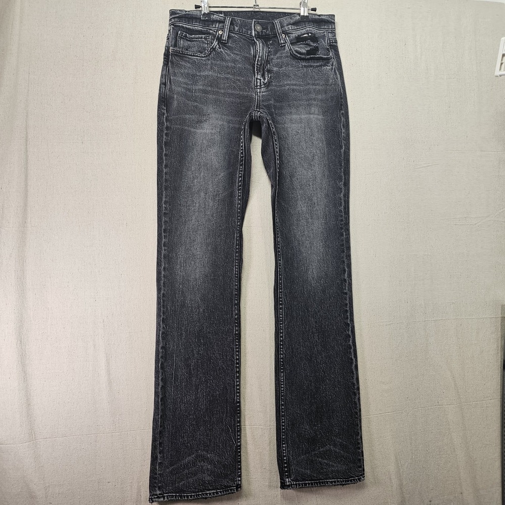 BKE Vintage Aiden Men's 30W 36X Black Dark Wash Distressed Low Rise Straight Leg